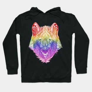 Rainbow Zentangle Wolf Hoodie